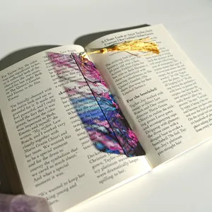 Creative translucent colorful acrylic bookmark with golden tassel for reading and page marking