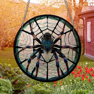 Acrylic stained glass spider hanging suncatcher window decor for home garden decoration