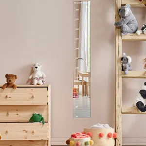 Acrylic mirror growth chart wall sticker for kids room decor, safe acrylic material, clear scale.