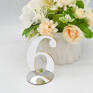 Acrylic table number 6 sign mirror finish wedding dining restaurant seating card decoration.