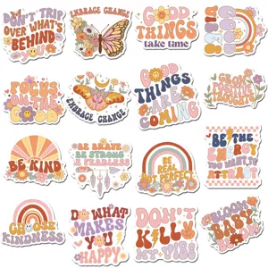 Retro aesthetic motivational quote stickers and magnets set, perfect for locker and fridge decor.