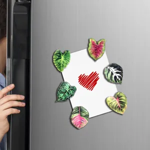 Aimants de réfrigérateur plantes tropicales en acrylique, autocollants de feuilles.