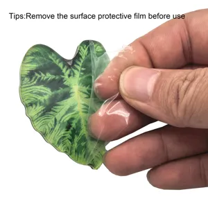Détail d'aimant de réfrigérateur en acrylique plante tropicale film de protection.