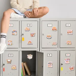 Cute retro aesthetic magnetic stickers for locker and fridge, colorful motivational designs.