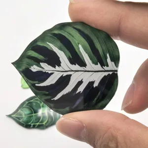 Aimant de réfrigérateur en feuille de plante tropicale acrylique, déco pour la maison.