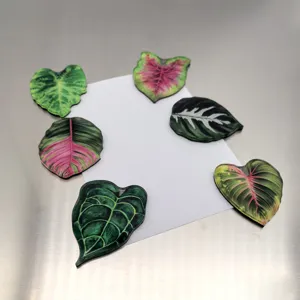 Ensemble d'aimants de réfrigérateur en acrylique, autocollants magnétiques décoratifs de feuilles.