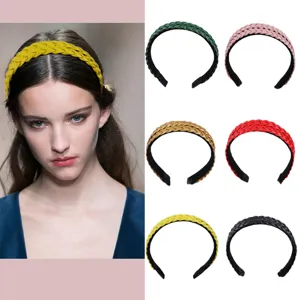 Sweet Braided Leather Headbands For Women Fresh Simple Plain Plaid Twist Pattern Fashion Non Slip Solid Color Hair Bands Hair Accessories