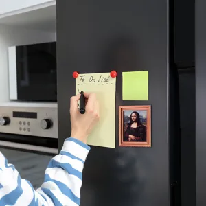 Detailopname van vintage Mona Lisa kunstkoelkastmagneet met prachtig gesneden lijst.