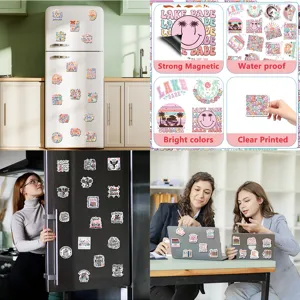 Decorative Refrigerator Magnets PVC Waterproof Motivational Quotes Floral Design Cabinet Stickers Home Kitchen Decor
