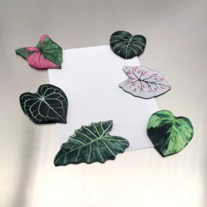 Aimants de réfrigérateur tropicaux en acrylique créatifs, autocollants de feuilles.