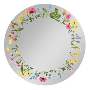 Espejo magnético redondo para taquilla con diseño floral de acuarela, espejo acrílico.