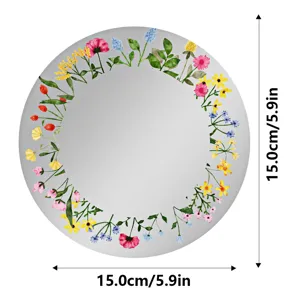Espejo de casillero acrílico redondo con diseño de corona floral, tamaño de 15,0cm/5.9in