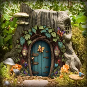 Sprookjesachtige houten elfen deur buitentuin decoratie paddenstoel huis ornament miniat