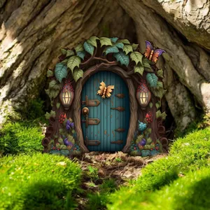 Houten sprookjes boomdeur tuindecoratie buiten ornament voor tuin en gazon decoratie