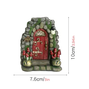 Miniatuur sprookjes tuin deur hars ambacht met paddenstoelen voor buiten en thuis decor.