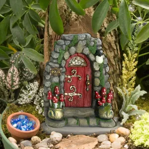 Sprookjestuin miniatuur deur hars paddenstoel steen buiten decoratie ornament detail