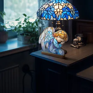 Exquisite stained glass style angel table lamp acrylic desktop ornament for home decor