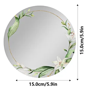 Espejo magnético redondo para taquilla con diseño de corona floral de acuarela, diámetro de 15 cm.