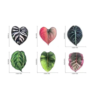Set d'autocollants magnétiques de réfrigérateur en acrylique avec de jolis designs de feuilles.