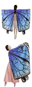 Cape ailes de papillon bleu châle de danse performance en soie de glace accessoire