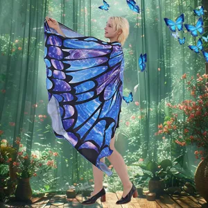 Bunte Schmetterlingsflügel Umhang für Damen, magischer Galaxie Print Kostüm Umhang Cape.