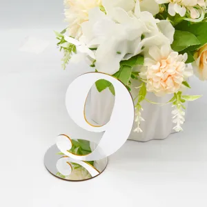 Acrylic mirror table number 9 for wedding party restaurant dining table decor and seating.