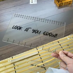 Acrylic children room height growth ruler wall sticker with clear scale and cute text.
