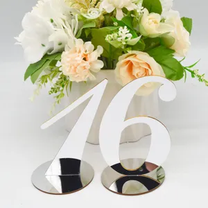 Acrylic table number 16 detail view, wedding party table decor, clear number sign display