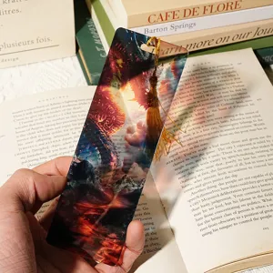 Translucent acrylic dragon bookmark with tassel 1mm aesthetic student stationery reading gift.