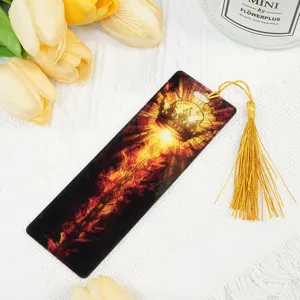 Acrylic bookmark with gold tassel fantasy dragon design student stationery craft item aesthetic
