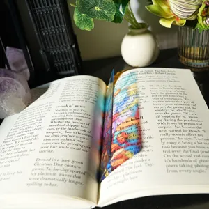 Colorful translucent acrylic bookmark with tassel and light refracting page marker