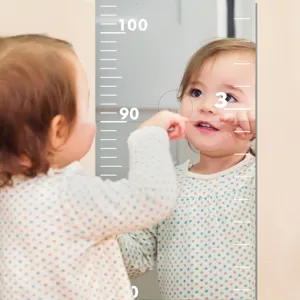Acrylic mirror height sticker for kids room, wall growth chart ruler for children measurement.