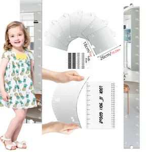 Acrylic mirror height growth chart wall sticker for kids room home decor milestone ruler.