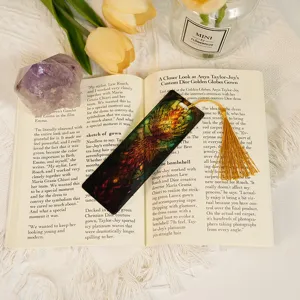 Acrylic dragon bookmark stained glass style lightweight student stationery detail view
