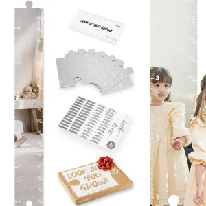 Acrylic mirror height growth chart for kids room wall decor detail view parts and packaging