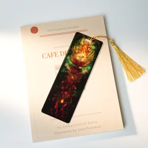 Acrylic Phoenix Bookmark with Tassel Stained Glass Style Book Accessories Reading Gift