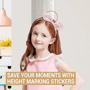Acrylic mirror height wall sticker for kids room, cute growth chart with lovely design.