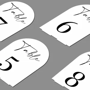 Arch acrylic wedding table numbers set, clear black font table 5 6 7 8, elegant decor.