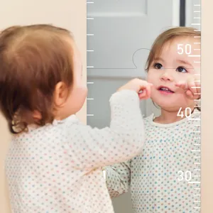 Acrylic mirror height growth chart wall sticker for kids room toddler room decor detail