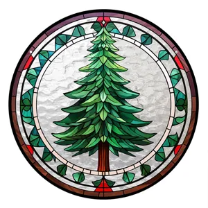 Acrylic stained glass pine tree sun catcher hanging window panel for home decor and wall art.