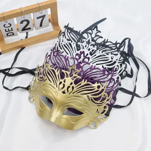Mascarilla de media cara para fiesta corona hueca retro antifaz de Halloween accesorios de baile