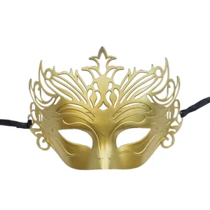 Máscara de Mascarada Oro Corona Media Cara Fiesta Disfraz Halloween Retro Ojos