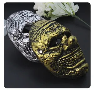 Halloween horror clown mask thickened scary creepy costume party performance prop gold silver