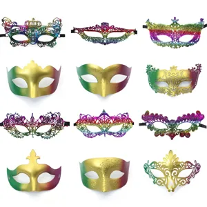 Vintage Carnaval Half Gelaatsmasker Gradiënt Maskerade Feestmasker Voor Carnaval Bal Podium Kostuum Accessoires Unisex