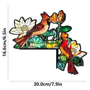 Adesivo murale d'angolo cardinale e loto in vetro colorato, sticker decorativo 16.6x20cm.