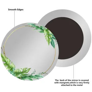 Espejo magnético para taquilla con diseño botánico de hojas verdes y bordes lisos.