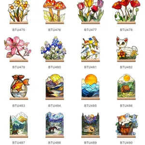 Acrylic stained glass style desktop ornament flower landscape decor variant catalog