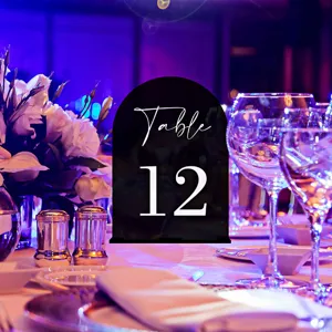 Black arched acrylic table number sign wedding party decor table setting display 1pc