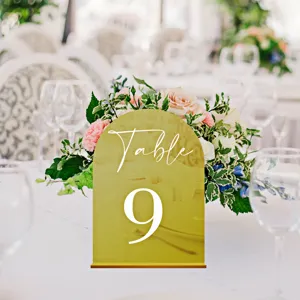 Acrylic arch table number sign gold wedding place card DIY printed mirror display stand