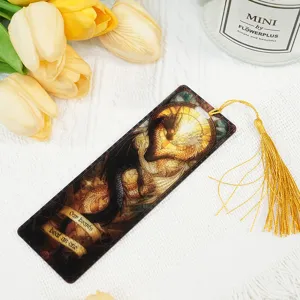 Acrylic Dragon Stained Glass Bookmark with Gold Tassel Decorative Reading Stationery Gift